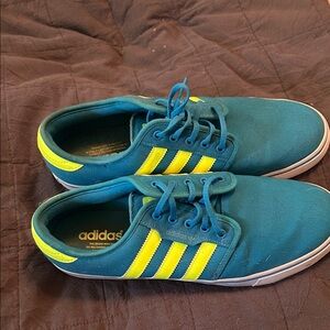 Adidas Men's Teal and Neon Yellow Sneakers